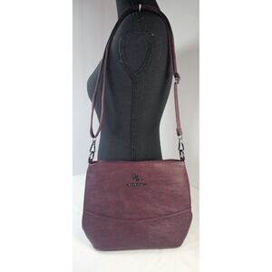 Jingpindaishu Burgundy Crossbody Purse Faux Leather Adjustable Strap Zip Pockets